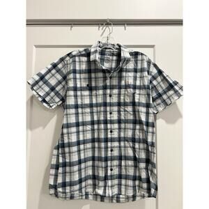 Kuhl Mens Large Short Sleeve Blue Plaid Button Up Shirt Lg‎